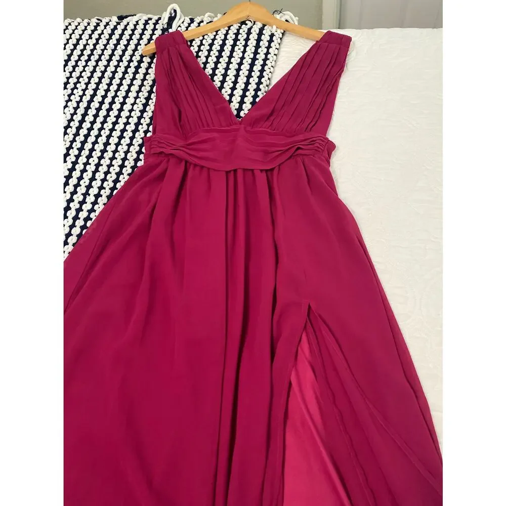 Lulu’s Womens Heavenly Hues Magenta Maxi Dress Deep V Evening Formal Prom XS - Picture 5 of 10